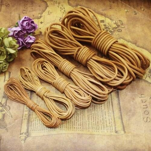 5m Vegetable tanned leather original natural color round retro leather rope first layer cowhide leather strip DIY accessories