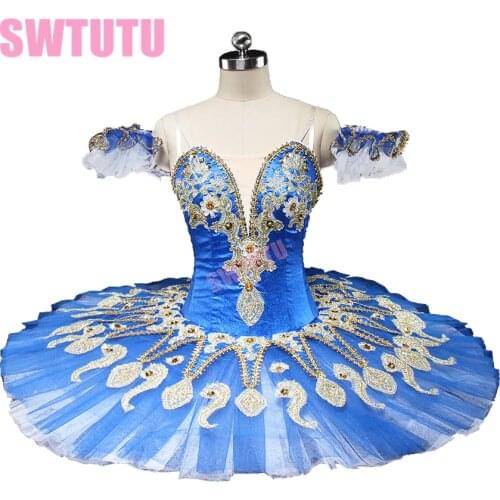 New blue swan lake ballet tutu platter performance sugar plum fairy professional pancake ballet tutu blue bird BT9134C