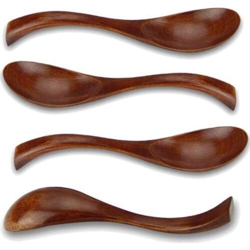 New 4 Pcs Soup Spoons, Wooden Spoons,Japanese Style Eco Friendly Table Spoon Kitchen Utensil for Adults and Kids