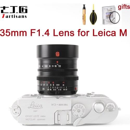 Original 7Artisans 35mm F1.4 Manual Focus MF Camera Lens for Leica M Mount Full Frame Lens for M240 M3 M6 M7 M8 M9 M10 Camera