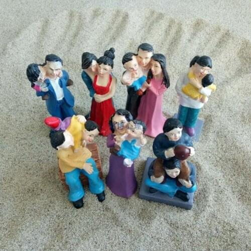 Sand table game sand set family character model happy happy expression parent-child resin 7pcs/set