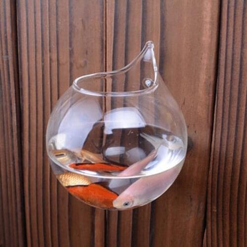 Useful Creative Transparent Borosilicate Glass Wall Hanging Fish Tank Clear Vase Home Decorative Oranment