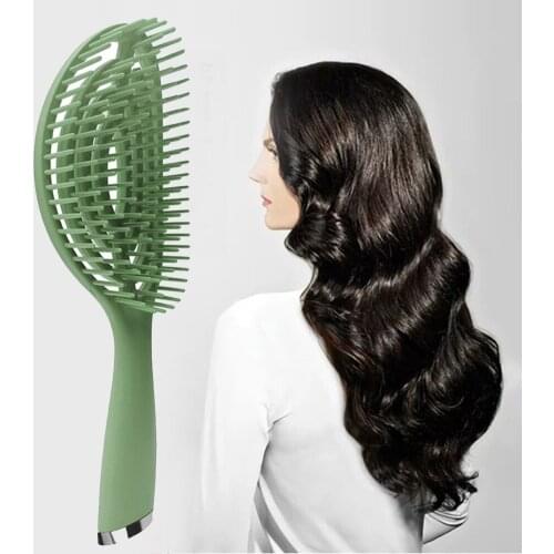 Hollow Scalp Massage Curved Comb Salon Hair Styling Tool Detangling Brush Comb for Hair Decorative Caring Accessories
