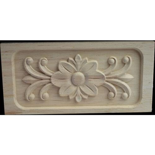 Retro Antique Decorative Wood Appliques Furniture Cabinet Natural Moldings Decals Flower Carving Figurines Wedding Decoration