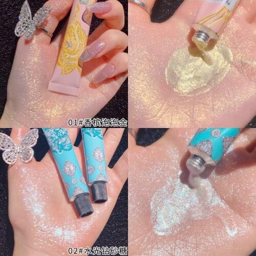 Xixi face makeup highlighter cream gold silver colors long lasting waterproof smooth moisture shimmer glitter highlighters AC248