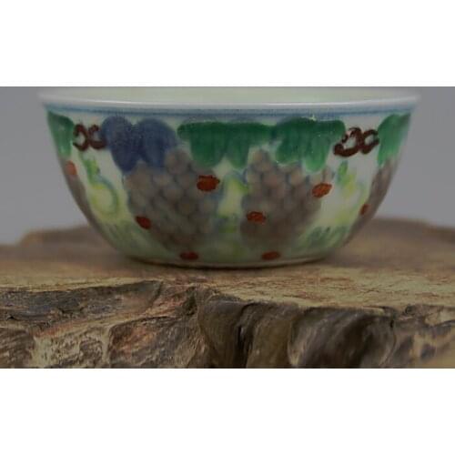 Antique MingDynaty Hand-made Porcelain cup,Colorful grape pattern cup,hand-painted crafts,best Home Decorations&Collection