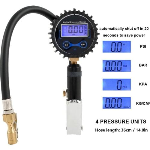 Digital Car EU Tire Air Pressure Inflator Tester Inflation Deflation Monitoring Gauge LCD Display LED Backlight Vehicle