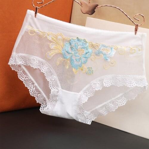 25# Transparent Lace Women Panties Seamless Sexy Briefs Female Floral Traceless Underpants Intimates Sexy Lingerie Underwear
