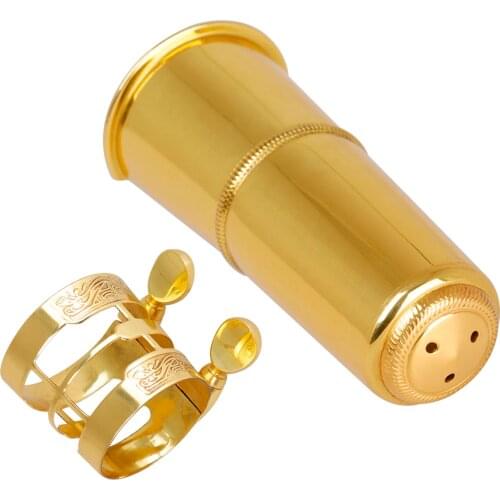 Solid Brass Tenor Saxophone Mouthpiece Cap Cover with Ligature Fastener