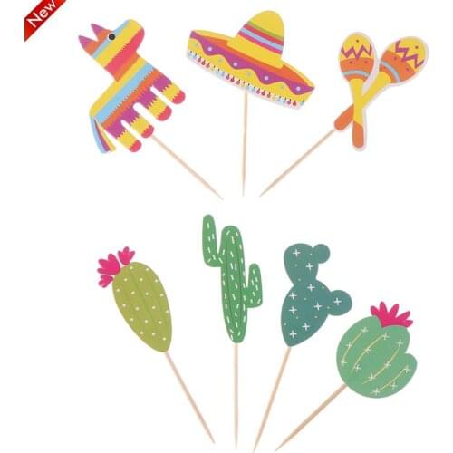 Alpaca Cake Decoration Insert Mexican Cactus Cake Insert Decoration Cake Inserts Card Party Gifts Kid Birthday Wedding Decor