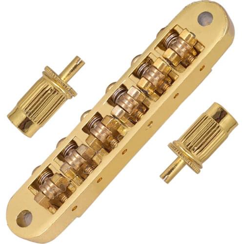 Electric Guitar Parts Adjustable Roller Saddle Bridge with Posts Golden