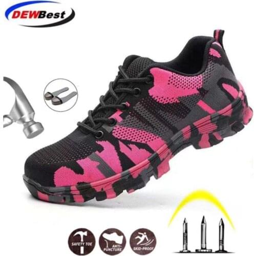 Hot Sale Unisex Shielding Safety Shoes Women Men Work Boots Camouflage Steel Toe Boots Men Outdoor Shoes Air Mesh Safely Boots