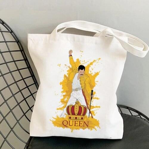 2021 Shopper Freddie Mercury Queen Printed Tote Bag women Harajuku shopper handbag girl Shoulder shopping bag Lady Canvas Bag