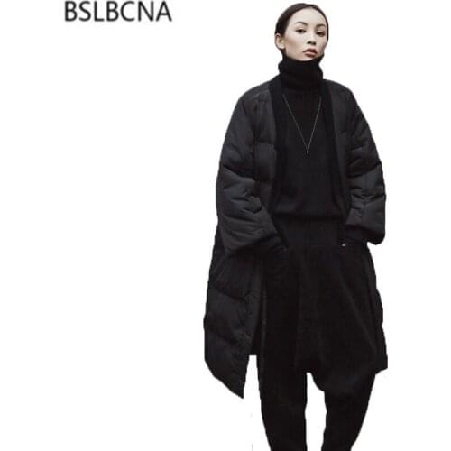 2020 New Jacket Winter Parka V Collar Belt Loose Solid Color Long Cotton Coat Female Clothes Women Tops Casual Plus Size A484