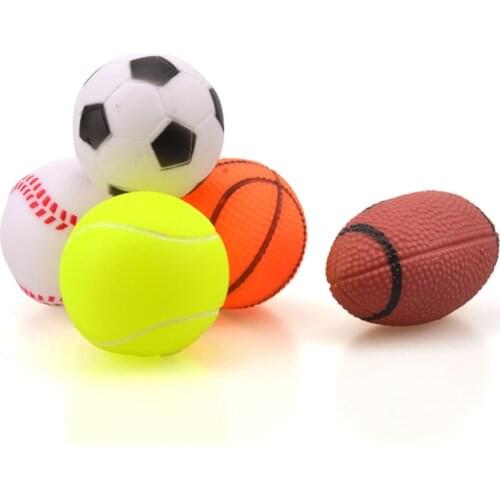 5Pcs Pet Dog Ball Toys For Resistance To Bite Dog Chew Toys French Bulldog Pug Toy Puppy Pet Training Products Sound Voice Toys