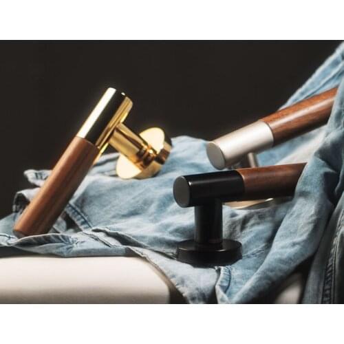 1 Set /Simple Door Lock American Style Bedroom Door Handle Lock Interior Door Walnut Handle with key Lock