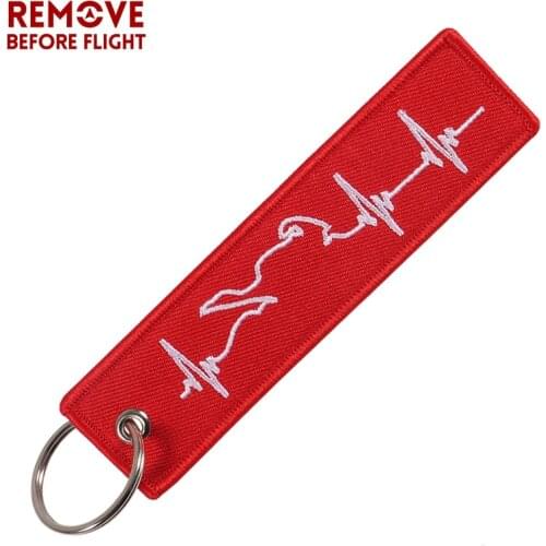 1 PC Fashion Trinket Biker Heartbeat Keychain for Motorcycles and Cars OEM Key Chains Embroidery Key Fobs Jewelry Keyrings