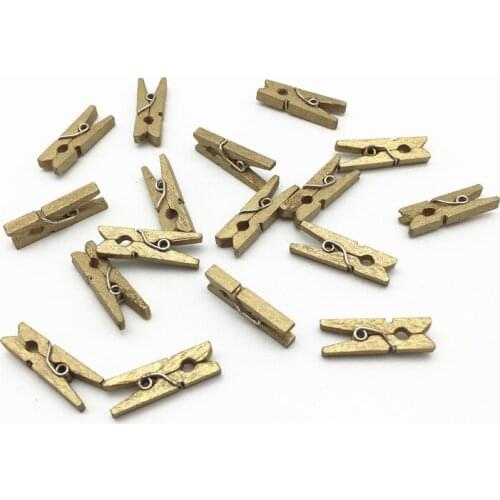 100pcs Silver/Gold 25mm Mini Wood Pegs Clothespins Clothes Pins Clips for Scrapbooking Stamping Kids' Crafts Embellishments