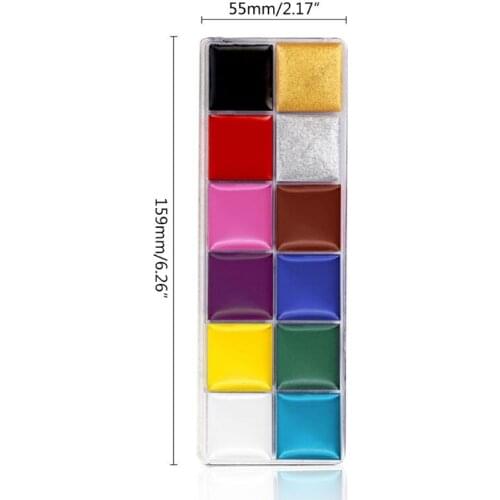 12 Colors Non Toxic Face Body Paint Water Soluble Oil Painting Tattoo Halloween Party Fancy Dress Makeup Tool