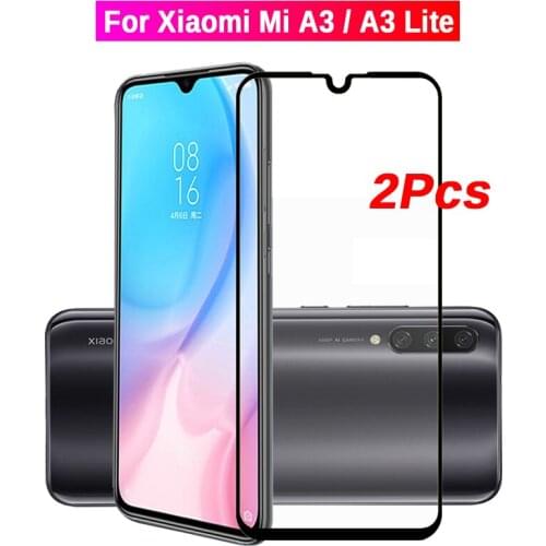 2pcs Full Cover Tempered Glass For Xiaomi Mi A3 A3lite Screen Protector On Xiomi Xiami Ksiomi A3 Lite Glass A3 Light Safety Film