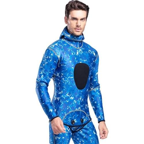 3MM Rubber One-piece Long Sleeve Diving Suit Camouflage Cold And Warm Winter Swimming Two-Piece Set Thick Clothe