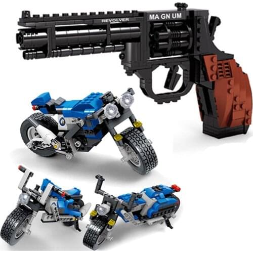 300pcs revolver power gun Shooting Game weapon 1:1 building block Signal Gun Bricks technic Children For Toy