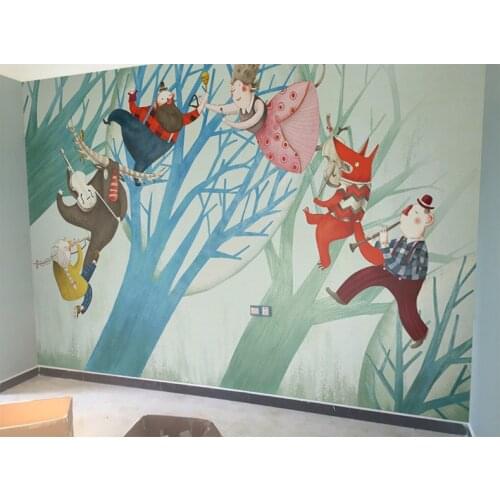 3d Cartoon Murals Trees Wallpaper Doll photo Animal Mural for Kids Children Room Kindergarten 3d wall Mural Wall paper Decor