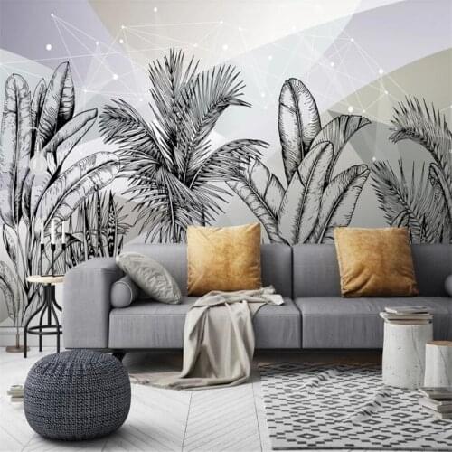 Milofi custom 3D wallpaper mural modern geometric tropical rainforest banana leaf living room background wall home decoration