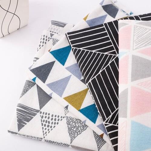 50*150cm Printed Linen Cotton Fabric Geometry Cloth For Curtain Tablecloth Table Runner Pillow case Cushion Sewing Placemat Bags