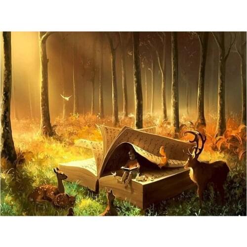 5D DIY Diamond Painting Forest Book Boy Full Square Rhinestone Diamond Embroidery Deer scenery Beadwork Decor Home Gift