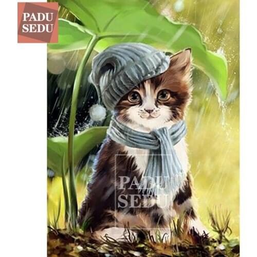 Diamond Mosaic Embroidery Diy Daimond Art Painting Full Square Set Cartoon Cat Lotus Leaf Pictures Cross Stitch Decor Home Room