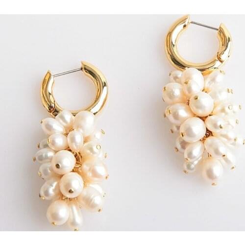 Women freshwater pearl dangles earrings bunch natural pearl earrings drop jewelry