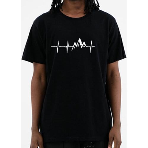 2020 New Mountain Heartbeat T-Shirt Fashion Funny Birthday 100% Cotton Men Short Sleeves T Shirts Causal O-neck Tops Tees