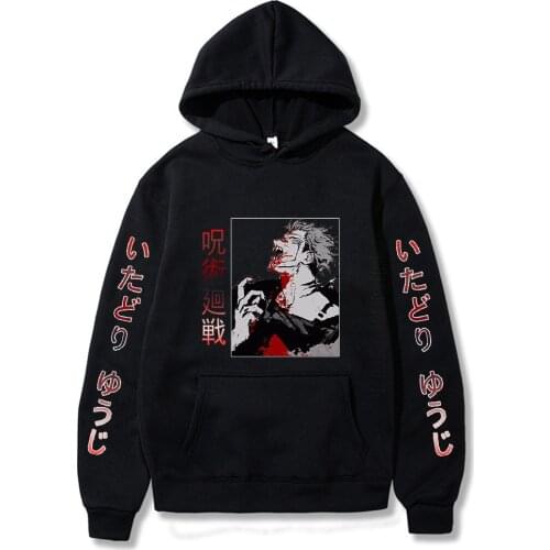 Jujutsu Kaisen Japanese Anime Print Tops Long Sleeve Crew Neck Men Hoodies Pullovers Autumn Fashion Designer Streetwear