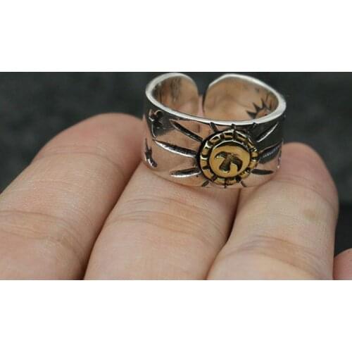 Takahashi Goro Handmade S925 Sterling Silver Retro Thai Silver Ring Male Temperament Fashion Open Ended Sun Bird Finger Ring
