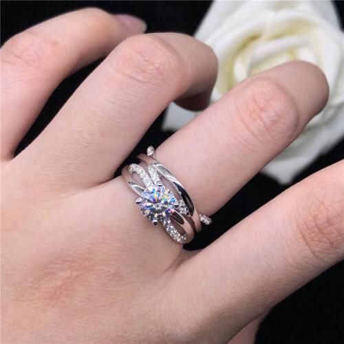 Solid Platinum PT950 Ring Test Positive 2Ct Moissanite Set Rings VVS1 D Moissanite Diamond Ring Fabulous Jewelry for Wedding