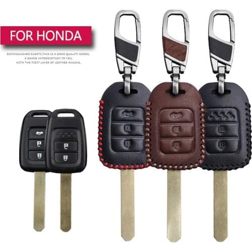 Leather Car Key Case Cover For Honda Accord City Civic CRV Jazz HR-V HRV Vezel Protection Key Shell Bag Only case