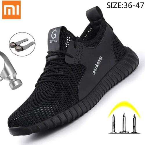 Xiaomi Mens Safety Shoes with Steel Toe Cap Work Shoes Boots Mens Breathable Indestructible Shoes Puncture-Proof Work Sneaker