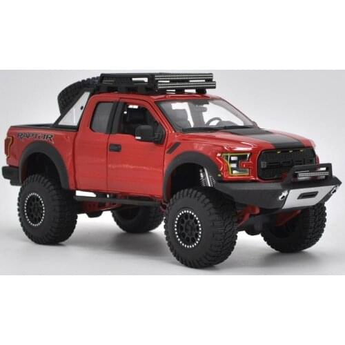 Diecast 1/24Scale Alloy Red SimulationOff-road Vehicle Model Metal Pickup Truck Toy Car Collection Interior Decoration HotToys