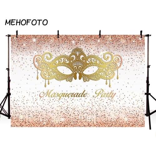 MEHOFOTO Masquerade Photography Backdrops Golden Mask Photo Background for Birthday Party Banner Decorations Backdrop