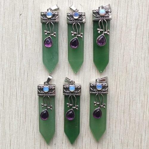 Wholesale 6pcs/lot new fashion good quality natural green aventurine arrow pendants for jewelry marking free shipping
