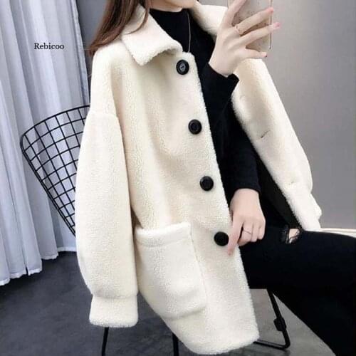 Lamb Wool Coat Female New Winter Faux Mink Fur Velvet Women Jacket Elegant Loose Granular Fleece Teddy Cardigan Overcoat