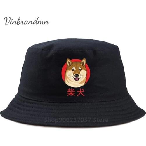 Shiba Inu printing Panama Bucket Hat Fashion Trend Cap Shiba Inu Chinese lauguage Japan Kanji Gorros Fishing Fisherman Hat