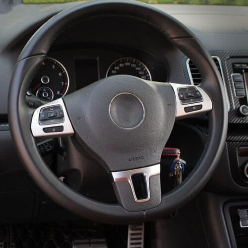 2Pcs/set Car Steering Wheel Switch Decoration Frame Bezel Trim For VW Sharan 2013 2014 2015 2016 Interior Car Styling Molding