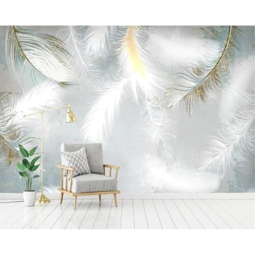 Custom wallpaper HD Hand painted watercolor feathers wallpapers for living room background wall decoration mural 3d wallpaper