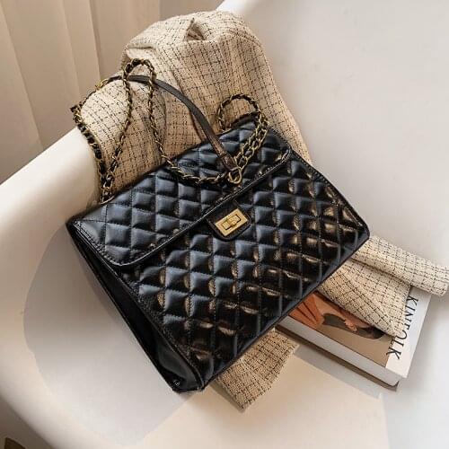 FANTASY Hot Sale Patent Leather Classic Shoulder Crossbody Bags For Women High Capacity Big Grid Handbag Female Best Quality INS