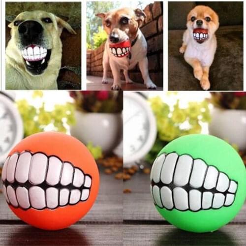 Cute Pet Product Pet Ball Toys Puppy Cat Dog Funny Ball Teeth Silicon Toy Chew Sound Dogs Play Toys Squeaker Squeaky 3290