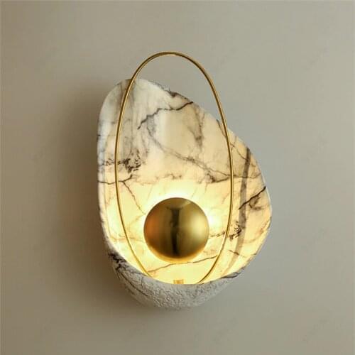 Modern Creative Shell Shape Bedside Led Wall Light Creative Marble Resin Living Room Bedroom Corridor Aisle Decor Wall Sconce