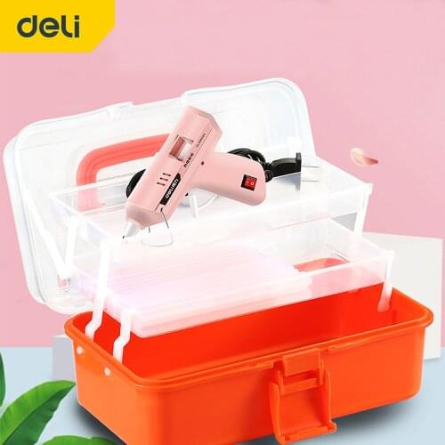 DELI Professional High Temp Hot Melt Glue Gun Graft Repair Heat Gun Pneumatic DIY Tools Hot Glue Gun With Tool Box Case Set
