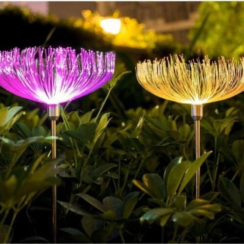 2pcs Jellyfish Solar Led Light Outdoor Waterproof Colorful Optical Fibe Garden Light Decorative Yard Patio Street Decor Lighting